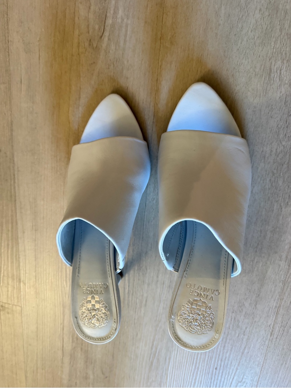 Vince Camuto Beige Pointed-Toe Slip-On Mules